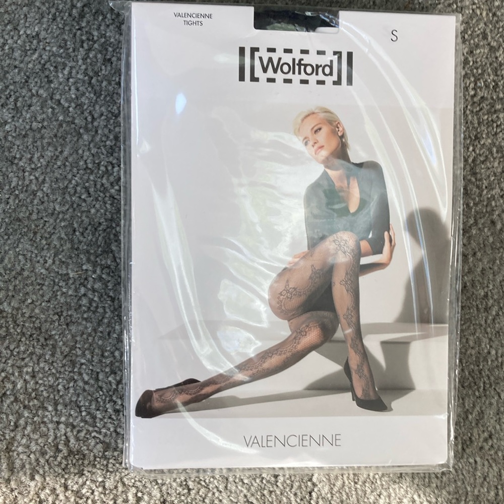 Women’s Wolford lace black floral patterned tights. New. Small size.